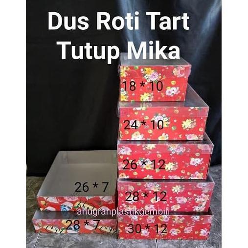 New- Dus Roti Kue Tart tutup Full mika uk 20 x 10cm warna merah motif bunga
