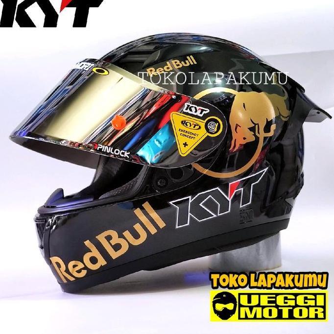 HELM KYT R10 BLACK GLOSSY REDBULL PAKET G