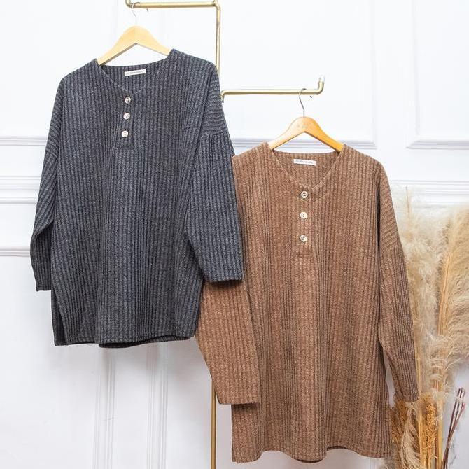 SetRok Rajut Melange Gamila Kancing - JV Hasanah Gamila Rajut Melange Set Rok Adem Jumbo Terlaris