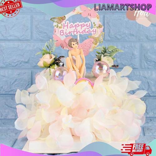 Baru Flower Cake Side / Pinggiran Pelek Kue Bentuk Bunga Renda Bahan Kain Bening Colorful Pastel Pin