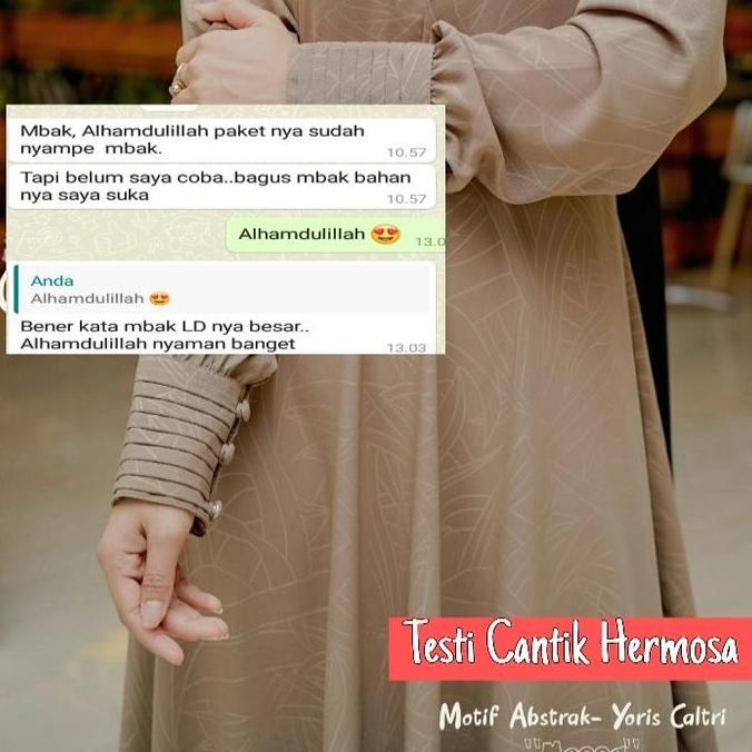 [Gamis hermosa] Gamis embos hermosa motif abstrak warna mocca bahan yoris caltri-gamis warna coklat 