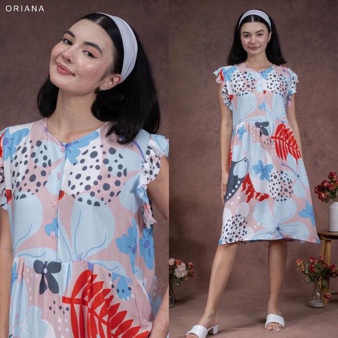 Oriana Homewear Midi Dress Daster Pendek Busui Vinesha Sizing Collection