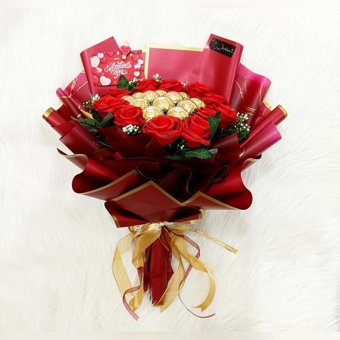 Terlaris Buket Bunga Coklat Ferrero Rocher / Bouquet Ferrero Rocher Merah