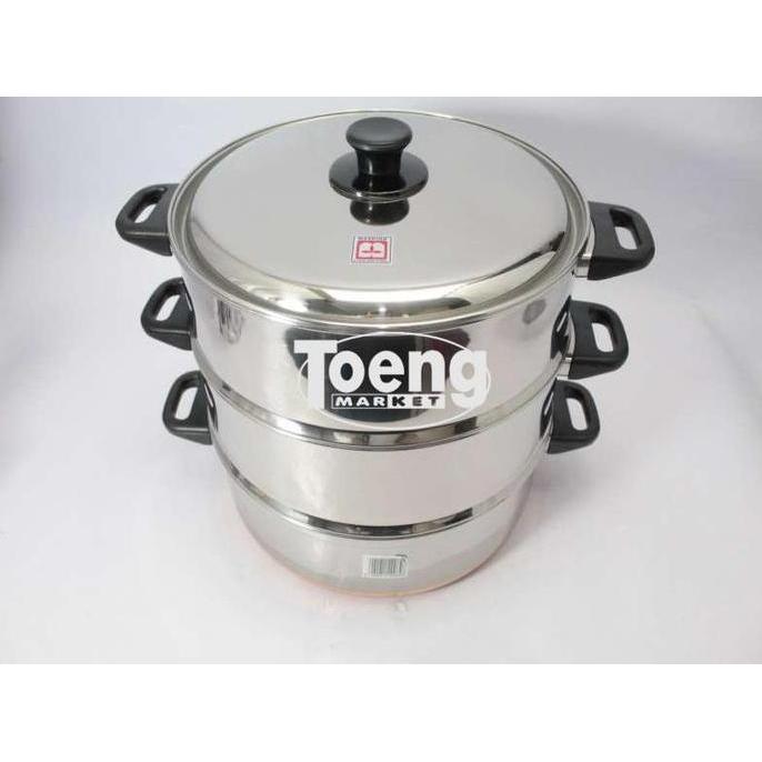 NEW LANGSENG OROZETA 33CM SUSUN 3 SS / KUKUSAN 3 SUSUN STAINLESS MASPION