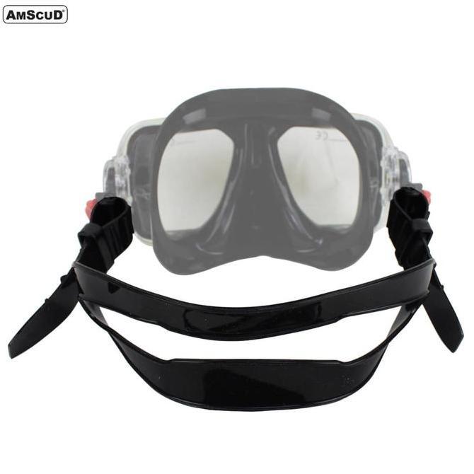 Diskon Alat Selam Mask Strap Amscud Silicone Wide Snorkeling - Black 9909069