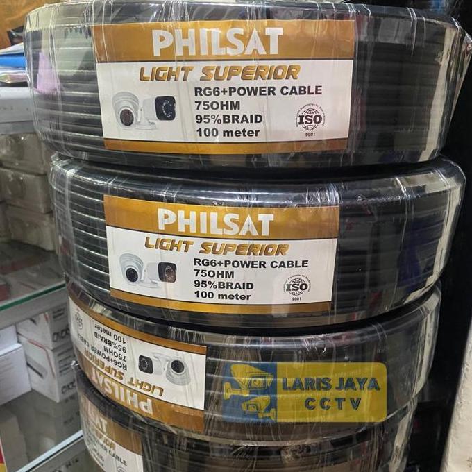 Kabel Cctv Coaxial Rg6 + Power 100M Philsat