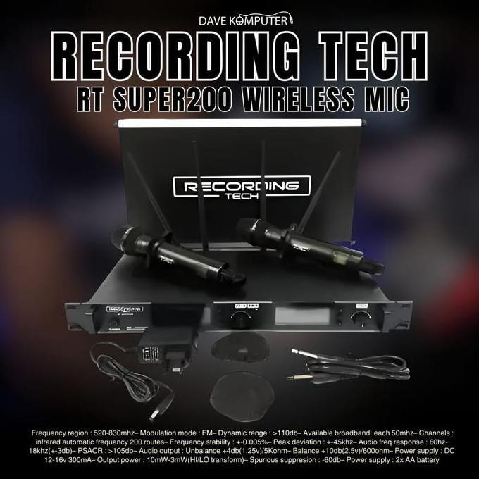 Recording Tech Rt Super200 Super 200 Mic Wireless 2 Mic Hand Pegang