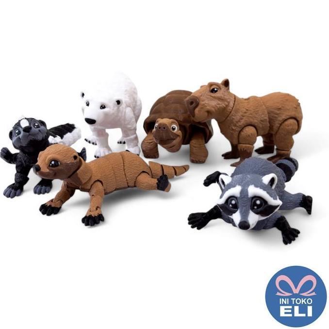 Daymousee - Figur Hewan Realistis - Capybara, Bear, Otter, Racoon Koleksi Dekorasi