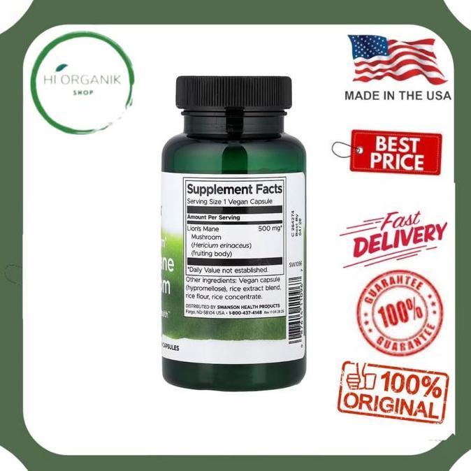 Swanson Full Spectrum Lion'S Mane Mushroom Lions Mane 500 Mg 60 Vegan Capsules Original