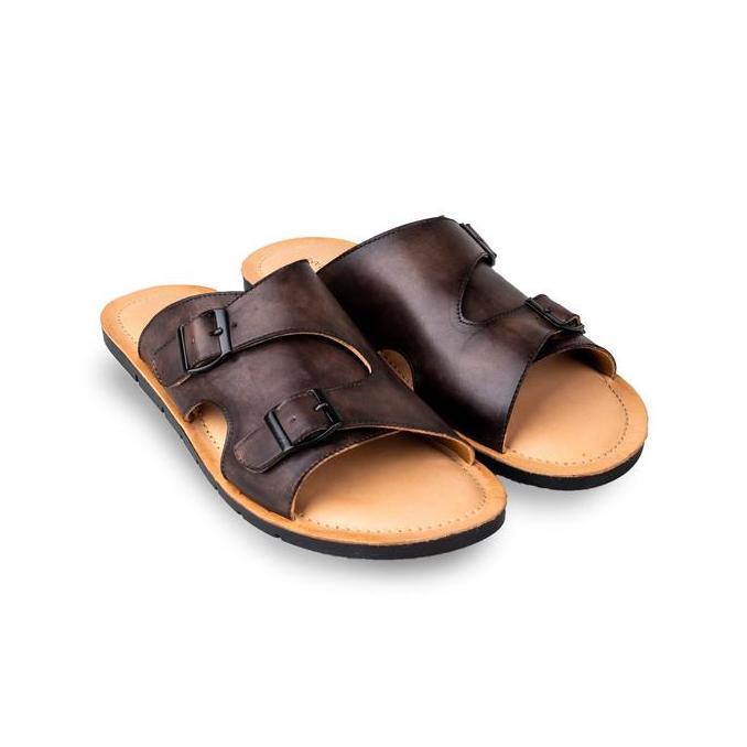 "Ricci" Sandal Kulit Pria By Mario Minardi Warna Coklat