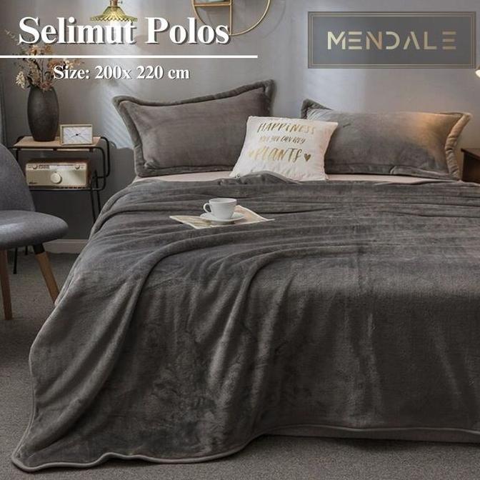 Selimut Polos Bahan Bulu Lembut & Halus Uk Dewasa 200 x 220 cm