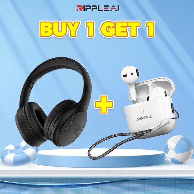BUNDLE Ripple Rippods Bluetooth Headphones RHB A011 Noise Cancelling High Quality Heavy Bass Comfort