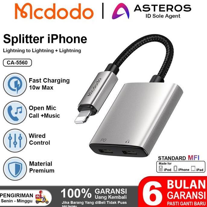 MCDODO Splitter Lightning Ke Dual Lightning Audio Open Mic Call