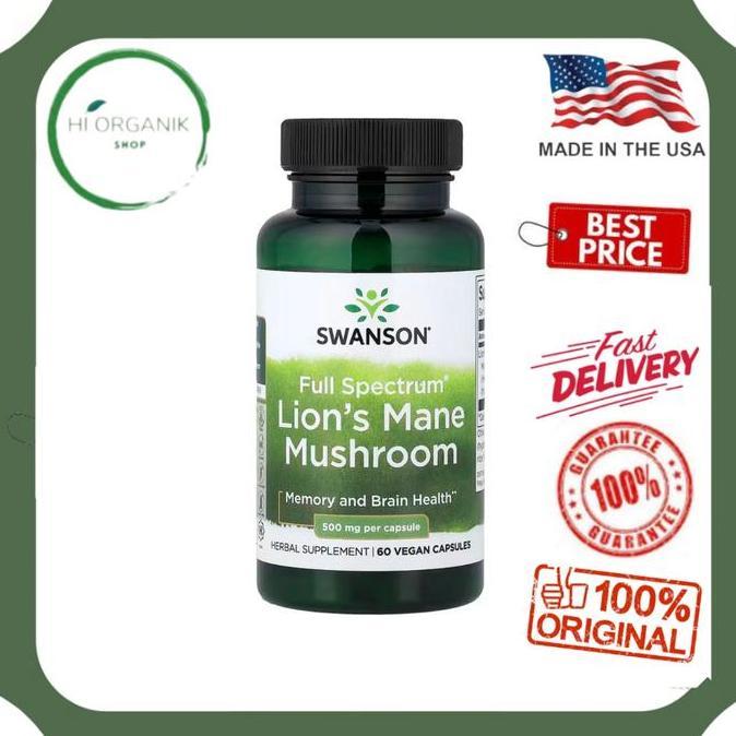 Swanson Full Spectrum Lion'S Mane Mushroom Lions Mane 500 Mg 60 Vegan Capsules Original