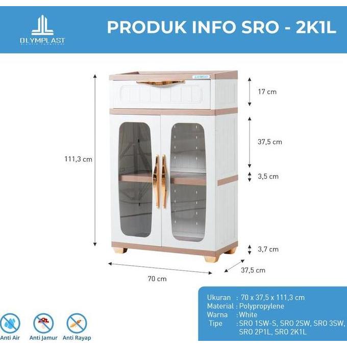 OLYMPLAST SRO 2K1L / Rak Sepatu Plastik / Rak Sepatu Susun Tertutup / Rak Sepatu Kaca