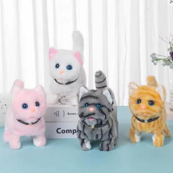 Mainan Anak Kucing Bersuara Meong Dan Berjalan Peliharaan Lucu