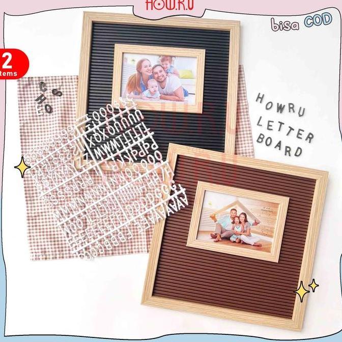 HOW.R.U | 30x30cm 1Frame - Letter Board Persegi Dengan Huruf / Papan Nama Bayi / Dekorasi Rumah Vira