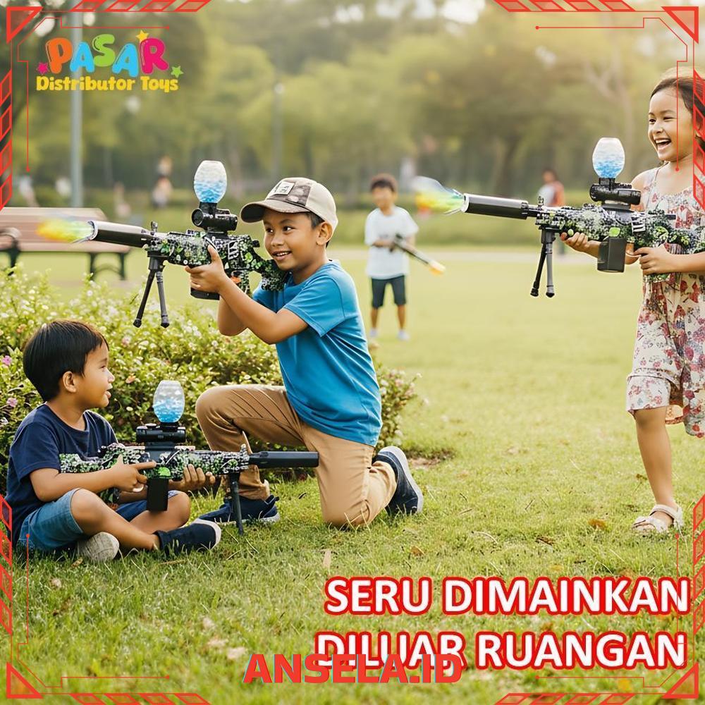 Terbaik Mainan Anak D-6652/WH81-3 M249 FULLY/SEMI AUTOMATIC Mainan Tembakan Elektrik M249 Lampu & Ak