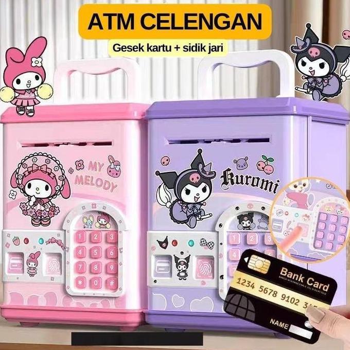 Mainan Celengan Anak Otomatis Fingerprint Sensor Kartu Sidik Jari Elektrik Brankas Mini Edukasi Kado
