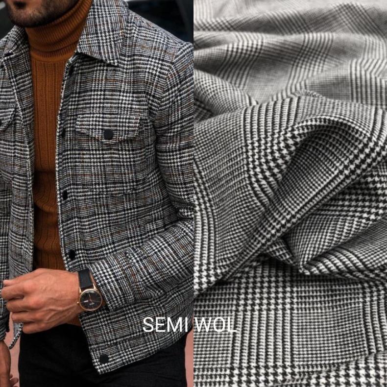bahan kain semi wool motif / kain semi wool tebal / kain semi wool