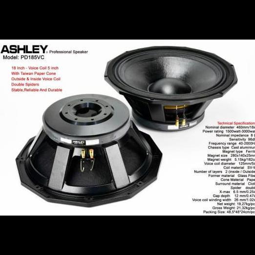 Speaker Component Ashley PD185VC 18 inch Original Ashley PD 185vc