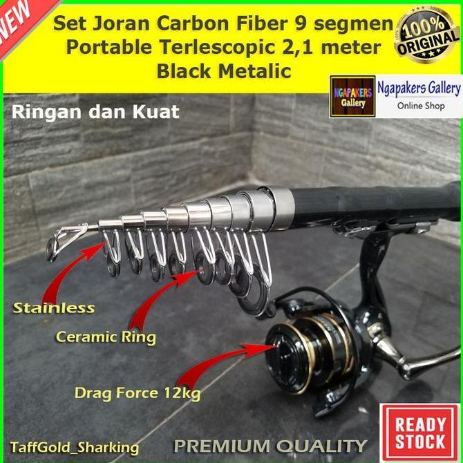 Set Joran Mini Carbon Fiber Pro Portable Telescopic Premium Metalic