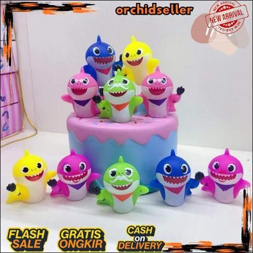 Terlaris Topper Baby Shark Set Lucu Hiasan Kue Ulang Tahun Dekorasi Birthday Cake Mainan Pajangan Ik