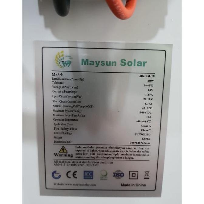 New- Solar Panel merk : Maysun type Shingled 30 WP