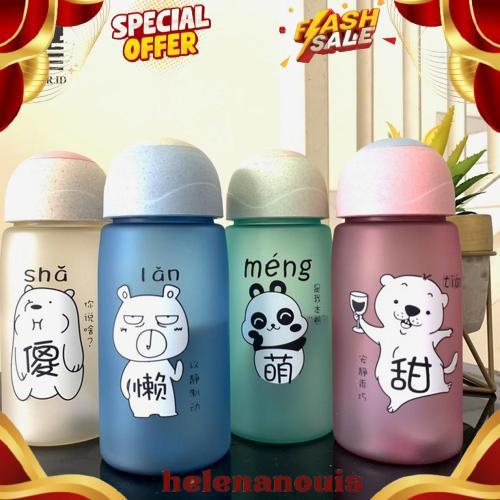 Super Either.Id Botol Minum Anak Dewasa Unik Lucu Transparan Motif Aesthetic Plastik Premium 430Ml -