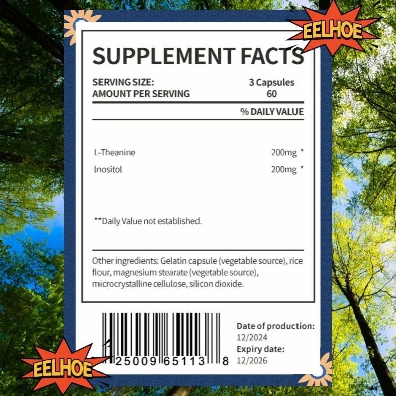 (Promo) Usa L-Theanine 200Mg - 60 Kapsul L Theanine Calm Relax Original