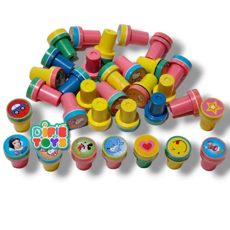 Penuh Inovasi 20 Pcs Stampel Bulat Stampel Cap Mainan