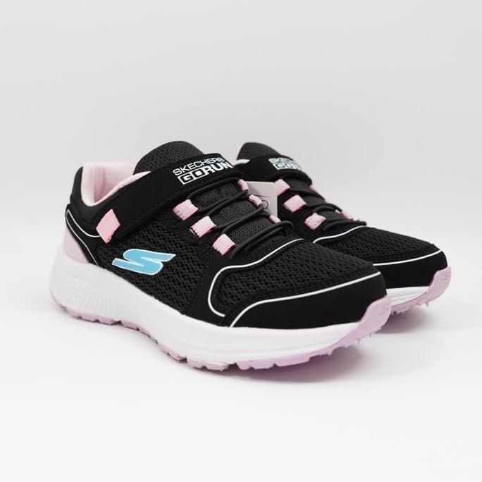 TERBARU Sepatu Anak Perempuan Sekolah Skechers GoRun Premium Hitam Pink