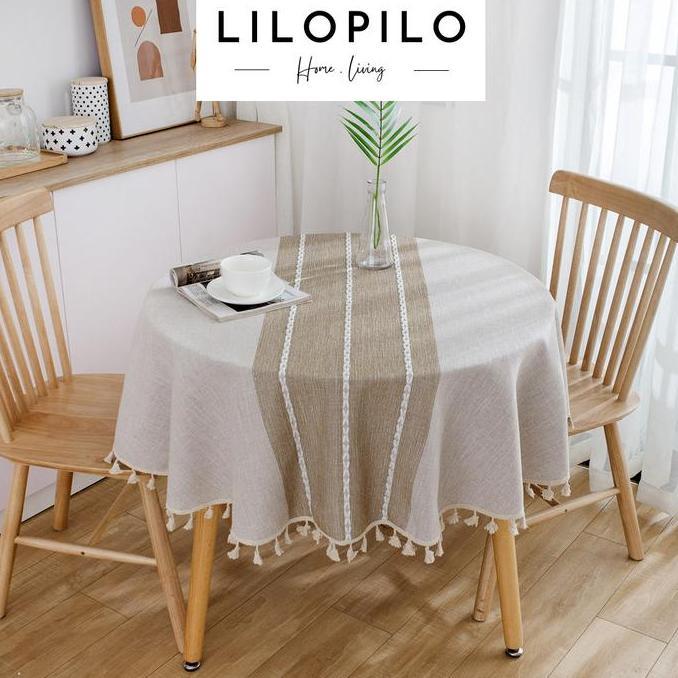 Lilopilo Taplak Alas Meja Makan Bundar Meja Makan Bulat Bahan Kain / Round Tablecloth Katun