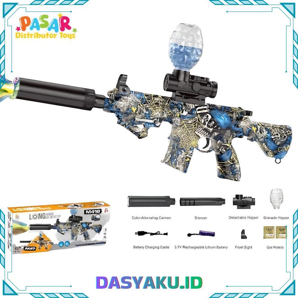 Diskon Mainan Anak D-6650/WH82-4 M416 GEL BLASTER Mainan Tembakan Bal Elektrik M416 Lampu Aksesoris 