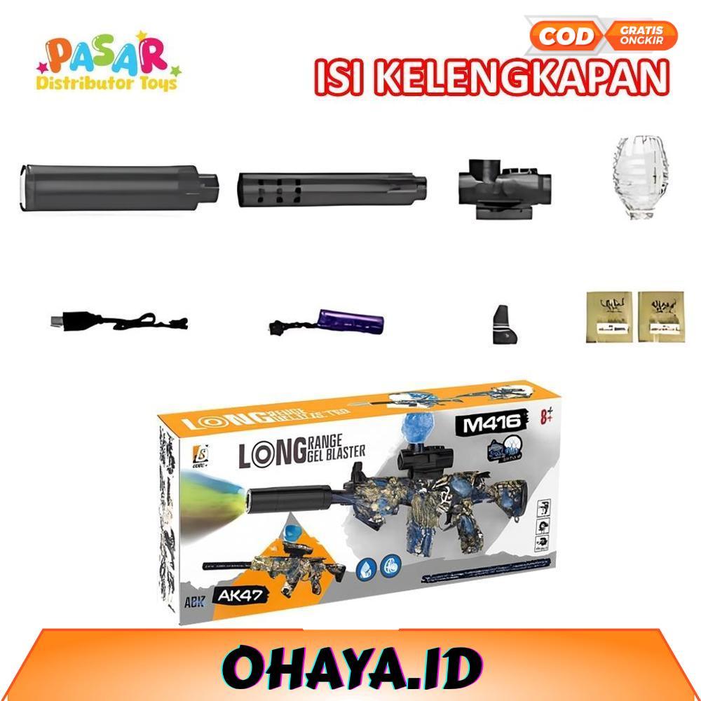 Diskon Gede Mainan Anak D-6650/WH82-4 M416 GEL BLASTER Mainan Tembakan Bal Elektrik M416 Lampu Akses