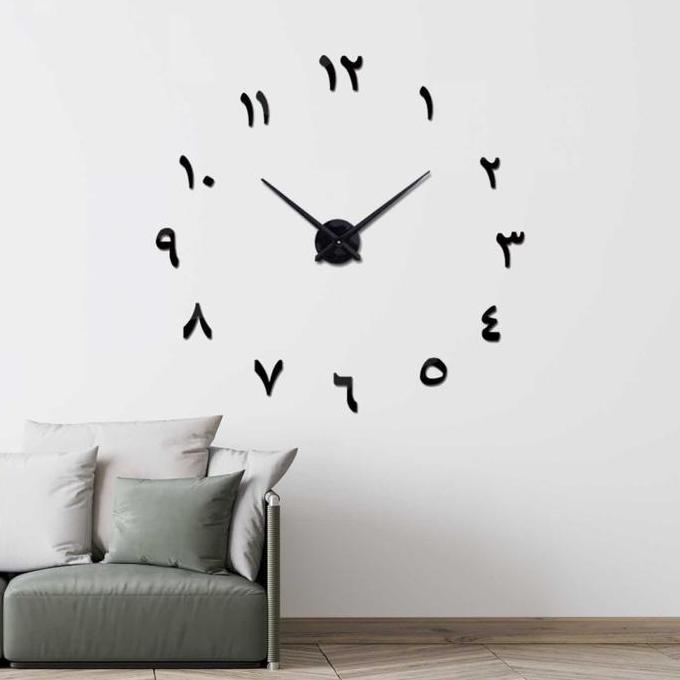 Jam Tempel Dinding Raksasa Besar Diy 3D Giant Wall Clock Angka Arab