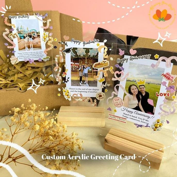 Stand Akrilik Bunga Kering | Kado Wisuda | Kado Ulangtahun Kado Akrilik Custom/ Kado Ulang Tahun Akr