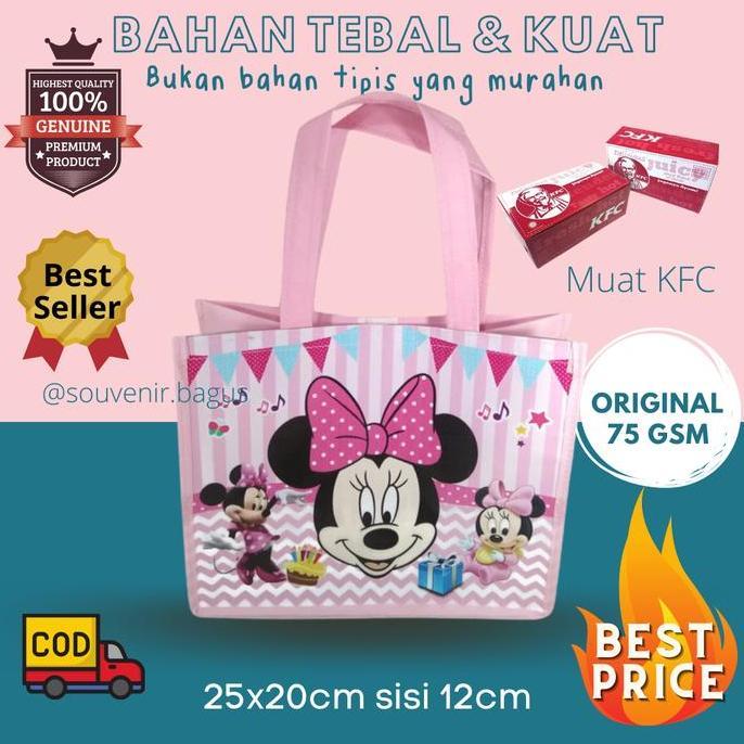 Tas Ultah Minnie Mouse (isi 5pcs) Pink Murah Souvenir Ulang Tahun Minnie Mouse Jakarta Asemka Kudus 