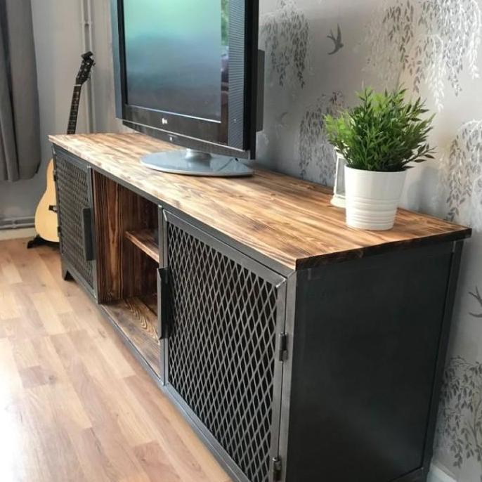 Terlaris Meja Tv Kayu Jati Rangka Besi - Industrial Tv Cabinet