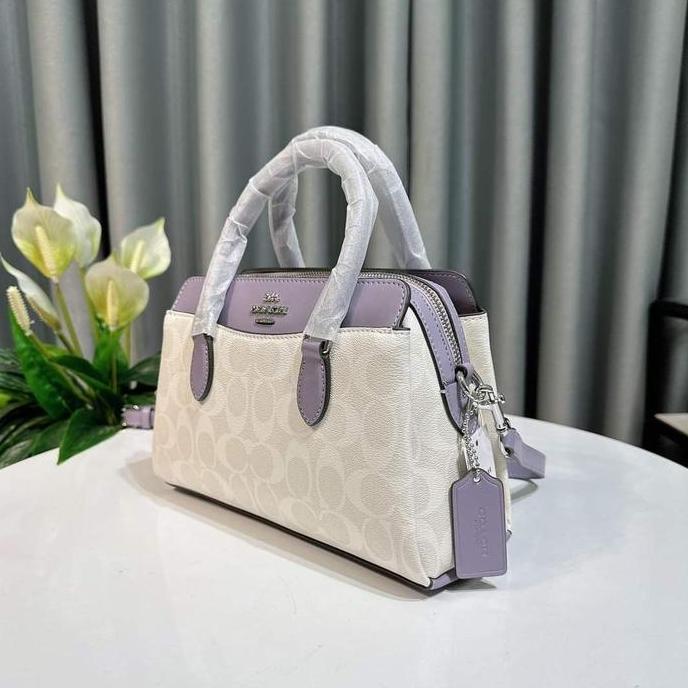 Tas Wanita C H Mini Darcie In Colorblock Signature Canvas Purple CH174 / Tas Wanita CH Bag / Tas Wan