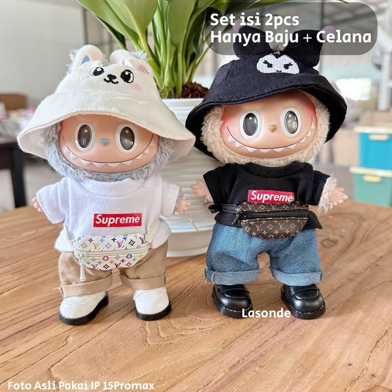 Ready  Baju Pakaian Labubu V1 V2 Branded Chanel Lv Lucu Kacamata Tas Boneka Trend