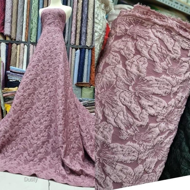 Bahan kain Jaguard Embos/kain mewah jaguar Embos/Jaguard motif timbul/gaun 3D