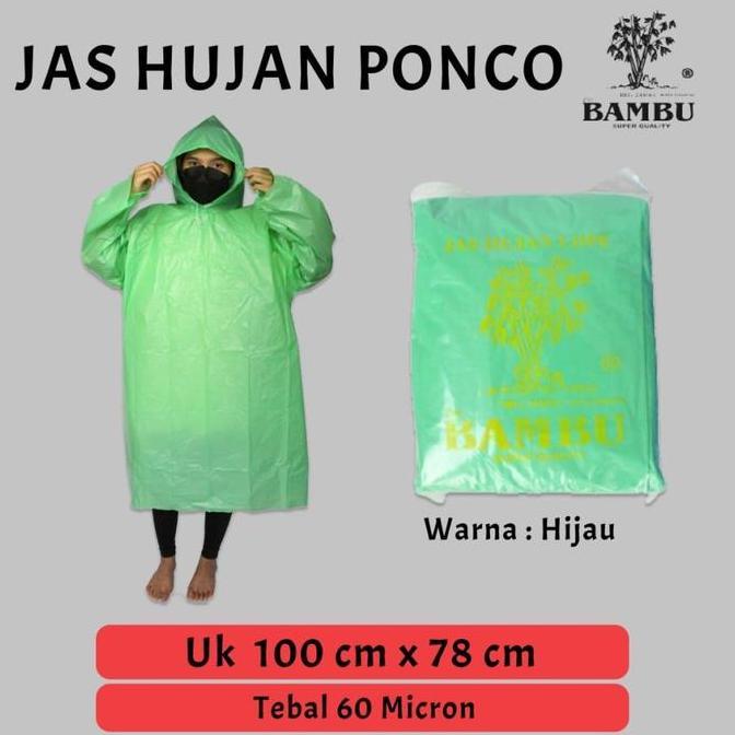 JAS HUJAN MANTEL PLASTIK PONCO SEKALI PAKAI MERK BAMBU