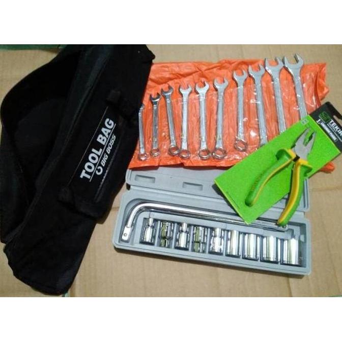 Promo Tool Set Tekiro Tang Kombinasi, Kunci Sok Set, Ring Pas Set, Tool Bag Diskon