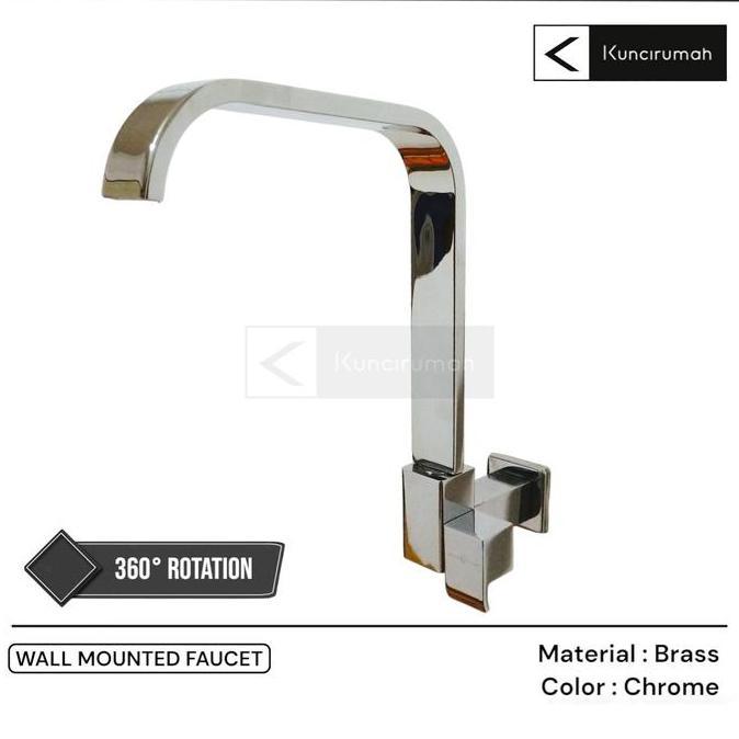 Keran Air Wastafel Tembok / Kran Kotak Cuci Piring Dinding Kuningan Termurah