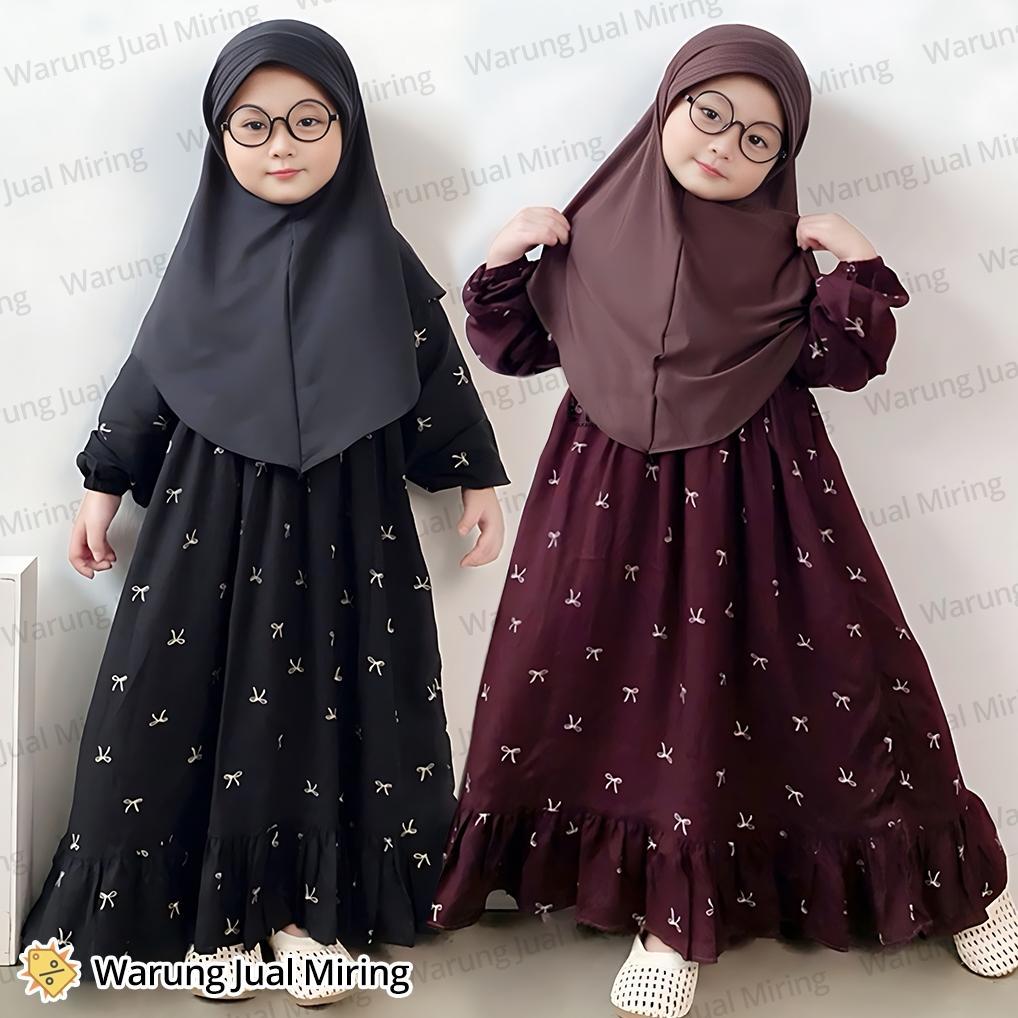 Baju Gamis Anak Perempuan Rayon Motif Viral 2-12 Tahun Dress Muslim Cewek Balita Batita Tk Sd Smp Ha