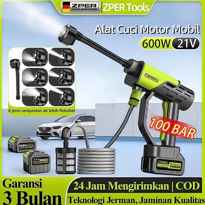 Mbayem78 - ZPER High Pressure Water Gun - Wireless Portable Mesin Cuci Mobil Lithium ZP5