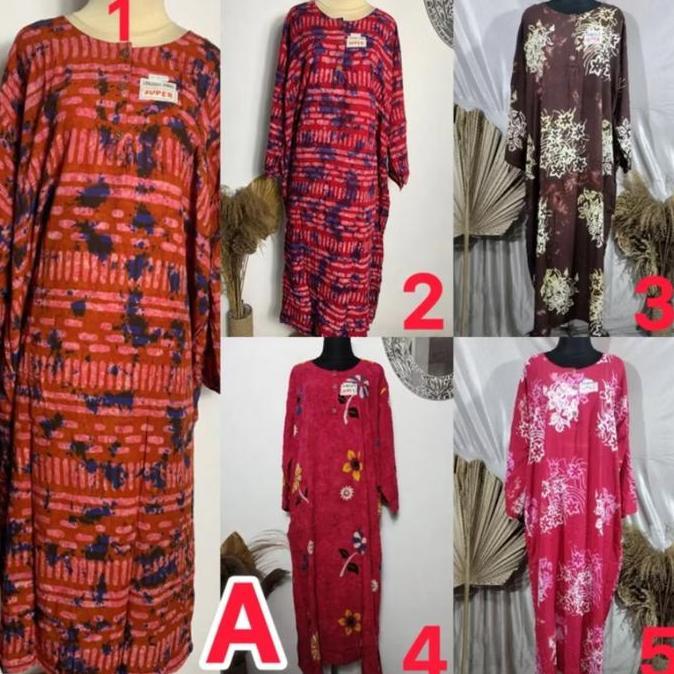 Daster Longdress Jumbo Kencana Ungu Label Hitam Lengan Panjang