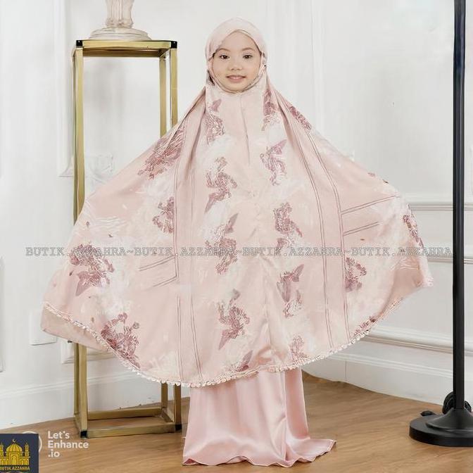 BUTIK.AZZAHRA MUKENA ANAK ARMANIYAH SILK PREMIUM 2IN1 TRAVELING MOTIF MEWAH Atasan Katun Muslim Nyam