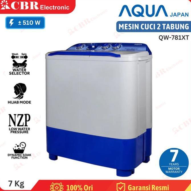 Terlaris Mesin Cuci Aqua 2 Tabung Manual 7Kg Qw-781Xt - Hijab Mode